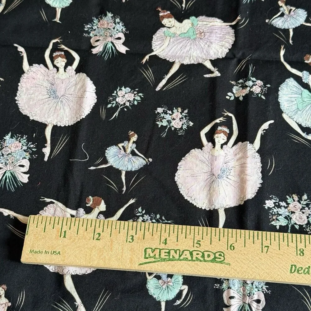 BALLET BALLERINA 3162 QUILTING FABRIC BLACK HANCOCK COTTON SEWING 26.5 X 43